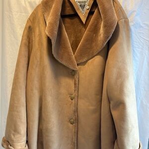 Marvin Richards 4x Overcoat Tan Suede & Polyester Excellent Condition